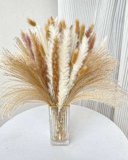 Chic 60-Piece Dried Pampas Grass Stems for Stylish Home and Wedding Arrangements
