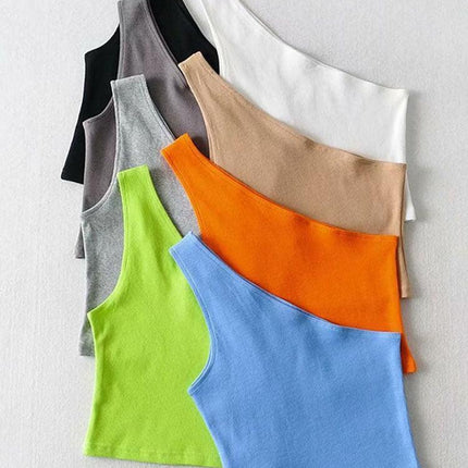 Chic One-Shoulder Summer Crop Top for Effortless Elegance