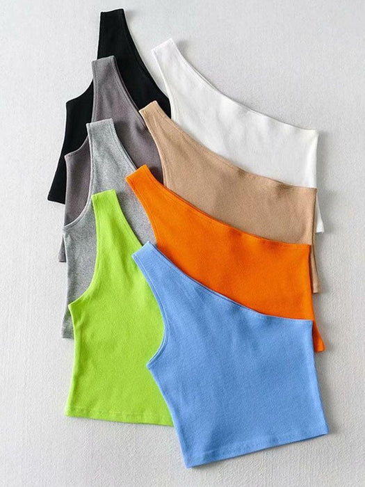 Chic One-Shoulder Summer Crop Top for Effortless Elegance