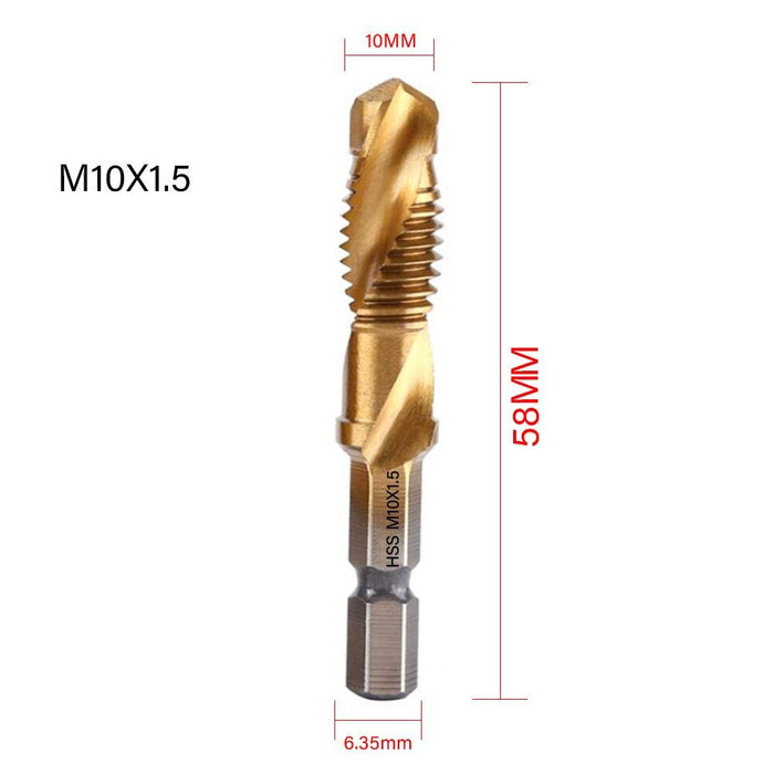 Precision Tap Set with Titanium Coating and Spiral Flute Design for Efficient Tapping and Chamfering