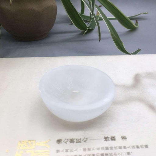 10cm Natural Hand Carved Gypsum Selenite Bowl Crystal Healing Gemstone