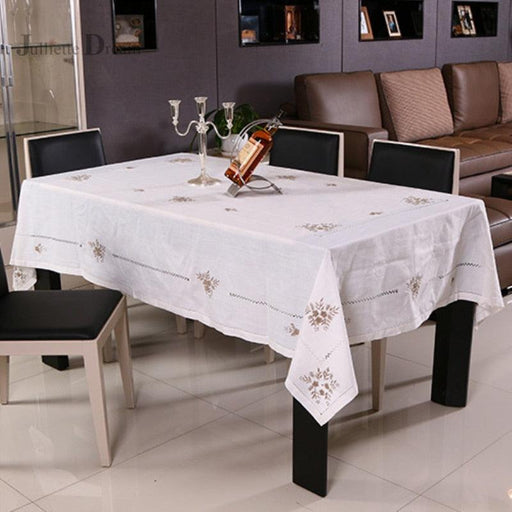 Lavish Embroidered Round Tablecloth - Elegant Cotton Cloth for Home & Wedding Decor