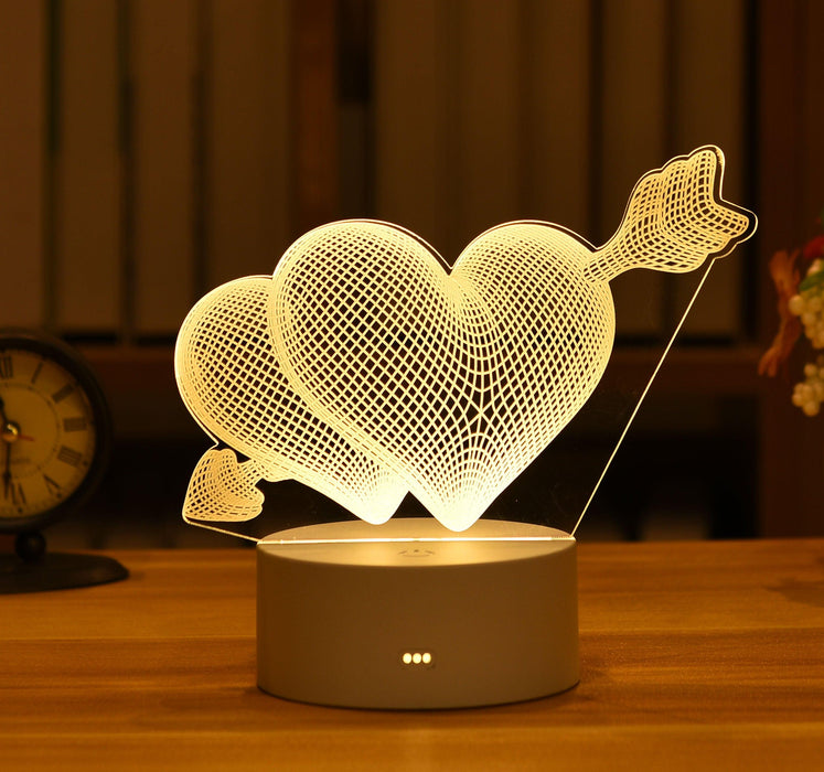 Enchanting 3D LED Night Light with USB - Perfect for Romantic Ambiance