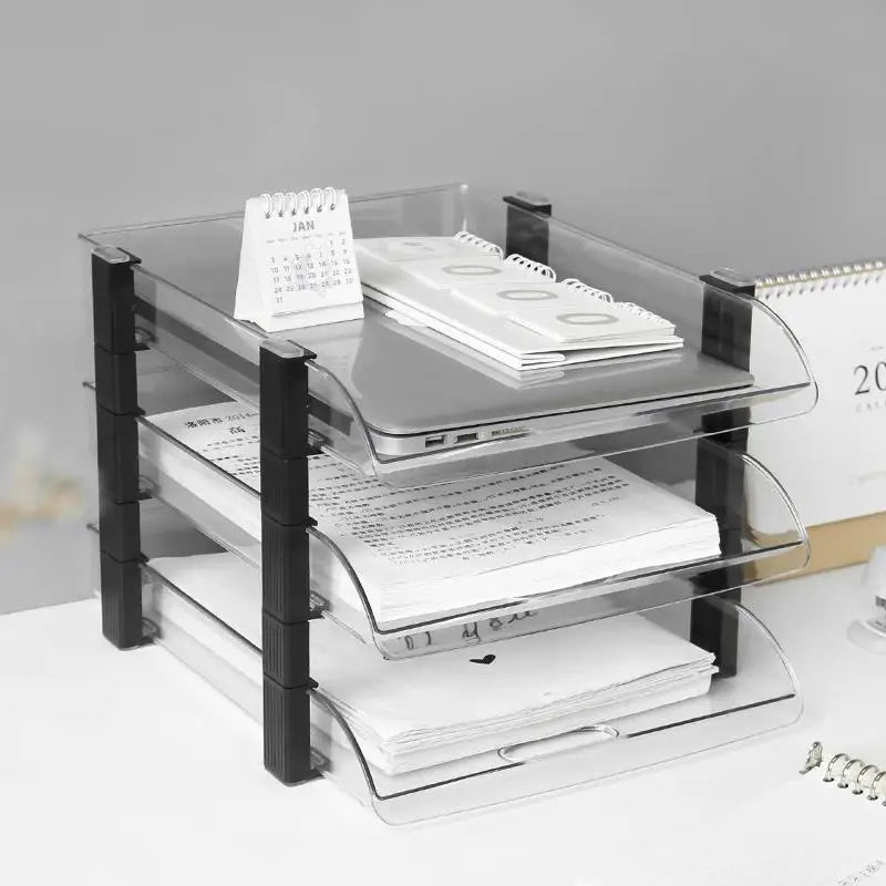 Efficient Plastic A4 File Organizer for Office Desk Storage