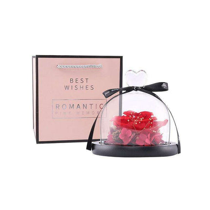 Timeless Romance: Preserved Real Rose in Illuminated Glass Dome