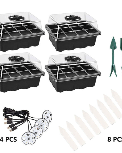 LED Seedling Starter Set with Humidity Control - Complete 5-Tray System for Enhanced Plant Growth