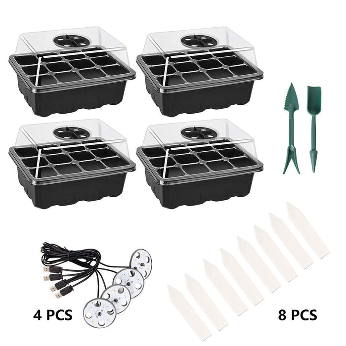 LED Seedling Starter Set with Humidity Control - Complete 5-Tray System for Enhanced Plant Growth