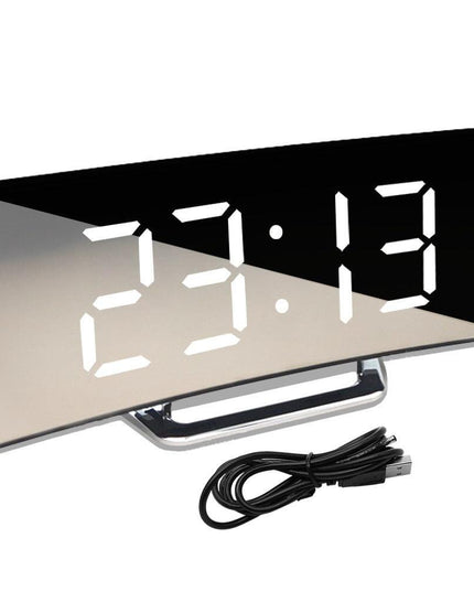 Curved Screen LED Alarm Clock with Temperature Gauge and Custom Snooze Settings - Ideal for Children's Rooms and Contemporary Home Design