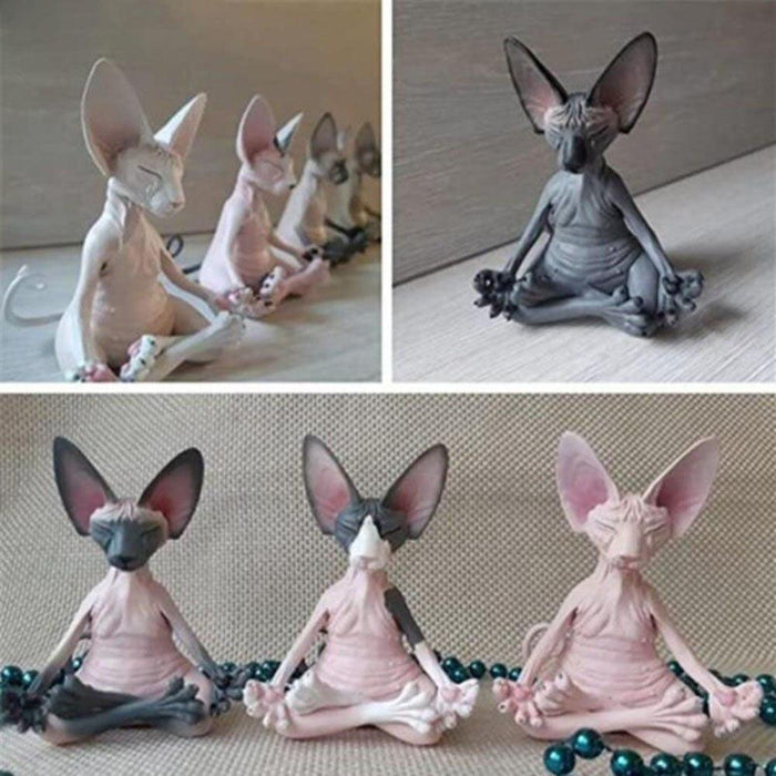 Zen Yoga Cat Figurine for Tranquil Home Office Atmosphere