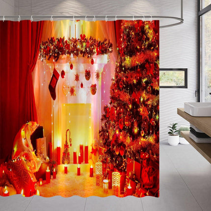 Joyful Christmas Shower Curtain Set for Festive Bathroom Decor