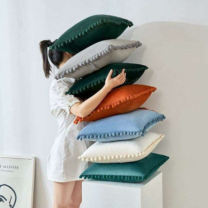 Luxurious Velvet Pillowcases with Whimsical Pom Pom Details - Ultimate Comfort and Charm