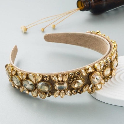 Opulent Floral Rhinestone Hairband - Elegant Botanical Headpiece for Discerning Women