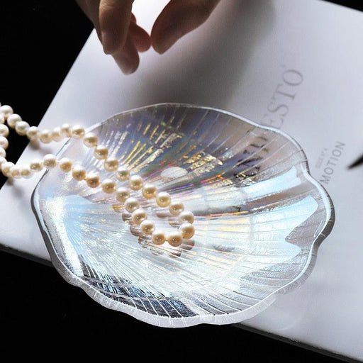 Creative Colorful Crystal Glass Shell Jewelry Storage Tray Earrings Girl Photo Props Necklace Ring Small Ornaments Cute plate-0-Très Elite-Colorful Transparent-Très Elite