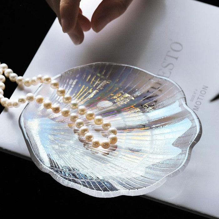 Ethereal Crystal Glass Seashell Jewelry Tray - A Touch of Elegance