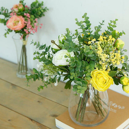 Sophisticated Silk Floral Bouquet with Roses and Baby's Breath for Elegant Decor