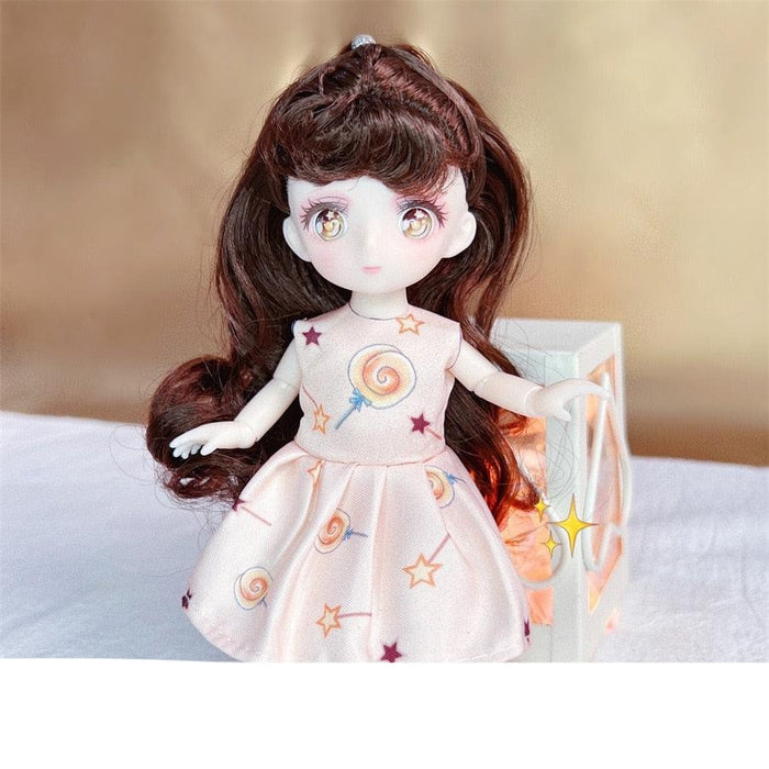 Enchanted Mini Princess Doll Set with Colorful Hair and Dress-Up Kit - Interactive Toy