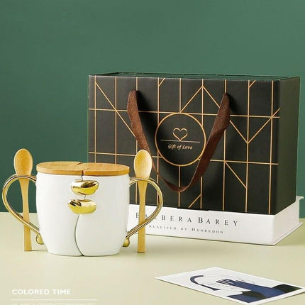 Romantic Connection Ceramic Mug Duo with Charming Accessories
