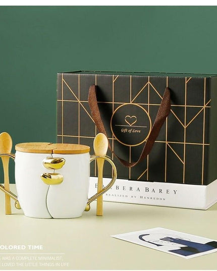 Romantic Connection Ceramic Mug Duo with Charming Accessories