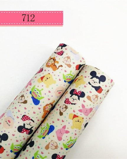 Cartoon-Inspired Faux Leather Craft Rolls - Set of 2 - 20x134cm Each