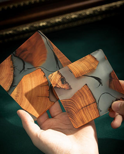 Japanese Elegance Unveiled: Artisan Wooden Tea Coasters Set - 6 Distinct Pieces