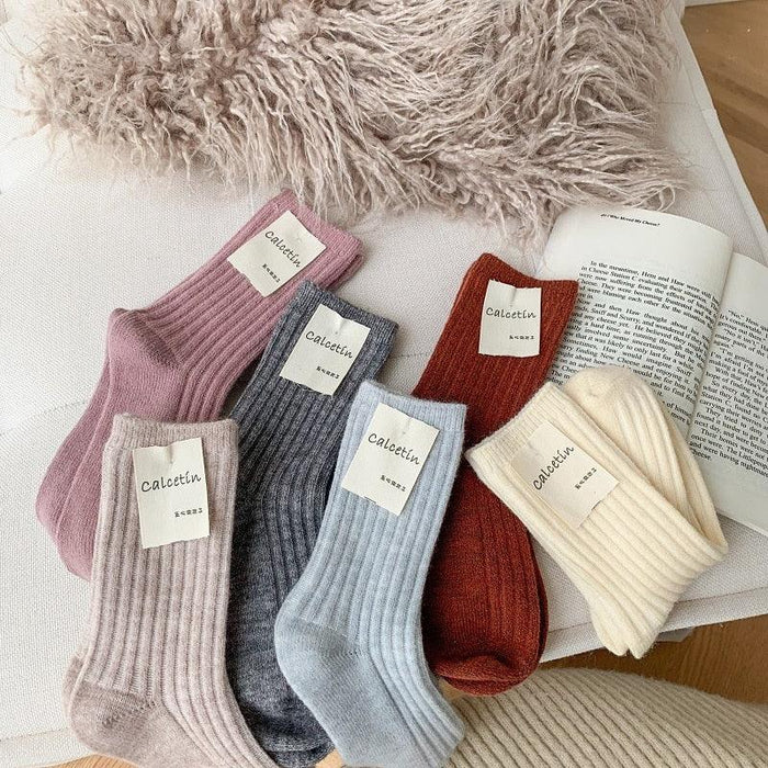 Luxurious Cashmere Blend Women's Japanese Fashion Winter Socks