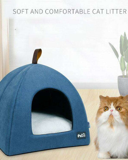 Cozy Velvet Winter Hideaway for Small Pets