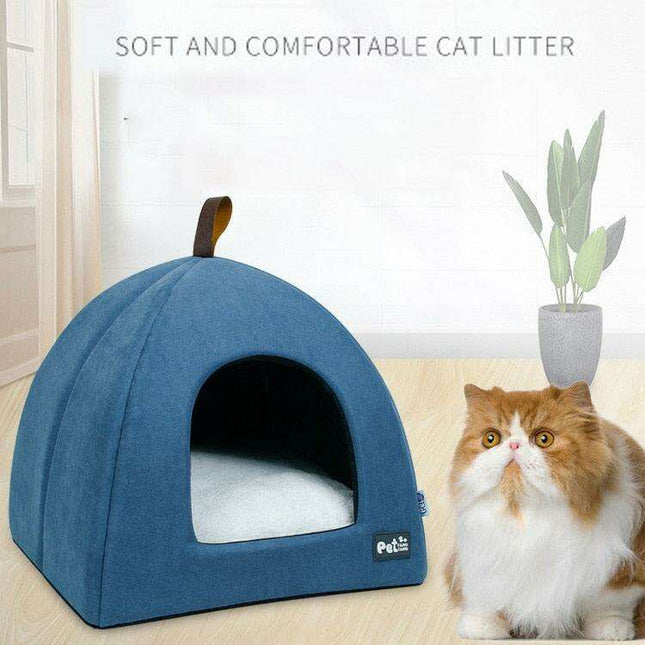 Cozy Velvet Winter Hideaway for Small Pets