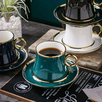 Elegant Mediterranean Floral Tea Mug with Gold Detailing