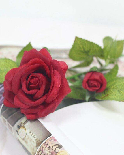 Eternal Elegance: Stunning Handcrafted Faux Latex Rose Branch for Timeless Décor