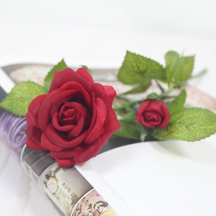 Real Touch: Handmade Latex Rose Branch for Timeless Elegance by JAROWN
