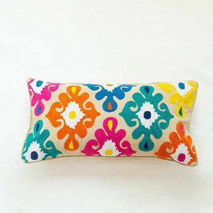 Boho Chic Floral Lumbar Pillow Cover - Stylish Home Decor Accent