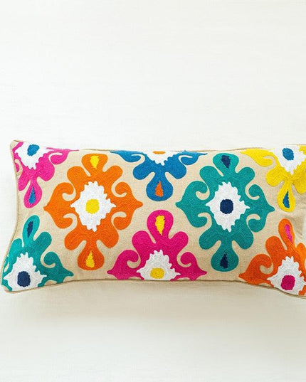 Boho Chic Floral Lumbar Pillow Cover - Stylish Home Decor Accent