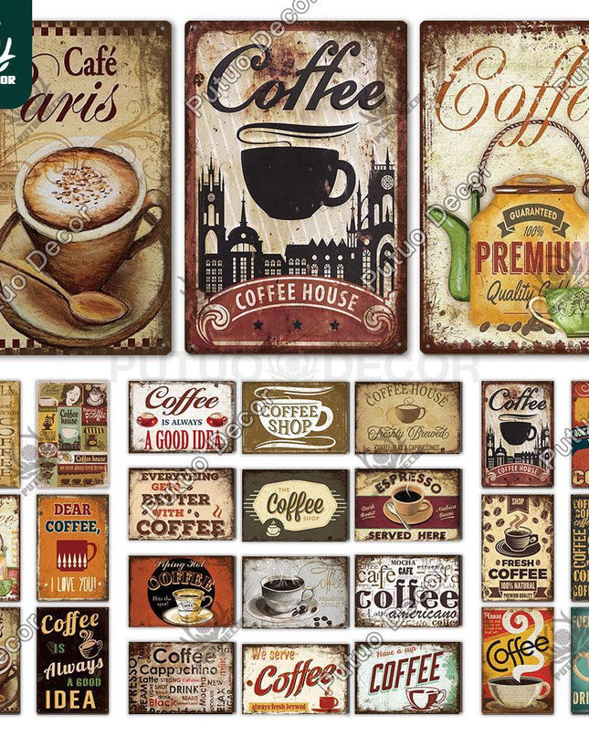 Retro Coffee Metal Sign - Chic Wall Decor for Kitchen, Cafe, or Bar