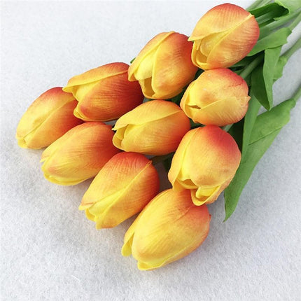 Elegant 10-Piece Lifelike Faux Tulip Bouquet - Real Touch Flower Set