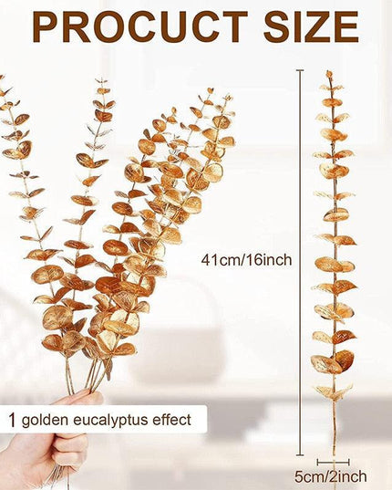 Glamorous Golden Leaf Display: Handcrafted Faux Greenery for Luxurious Home Styling and Celebratory Occasions