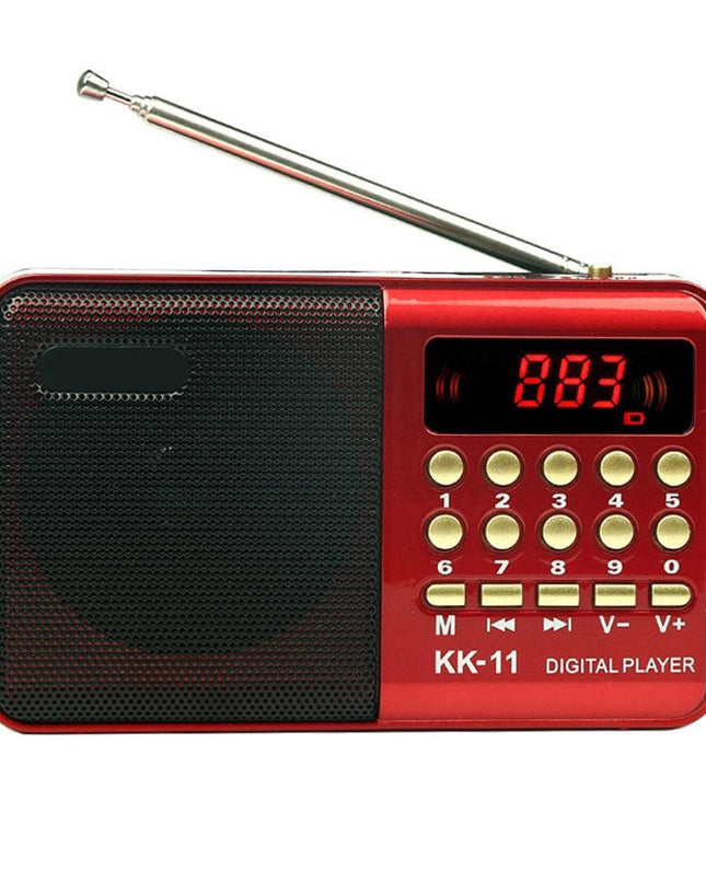 Red Senior-Friendly MP3 Music Player with FM Radio - Compact Design with USB and TF Card Support
