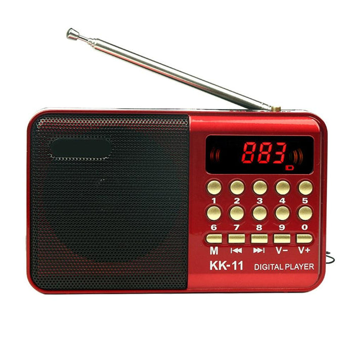 Red Senior-Friendly MP3 Music Player with FM Radio - Compact Design with USB and TF Card Support