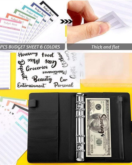 Elegant A6 Budget Planner Organizer with Customizable Loose-Leaf Pages and Secure Zippered Pockets - Stylish Financial Management Tool for Effortless Budgeting