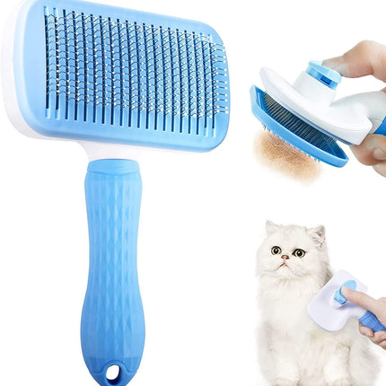 Ergonomic Long-Hair Dog Grooming Brush for Gentle Care