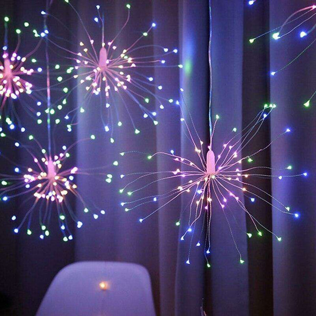 500LEDs Holiday Fireworks Fairy Lights - Versatile Curtain String Light for Enchanting Bedroom Decor with 8 Custom Functions