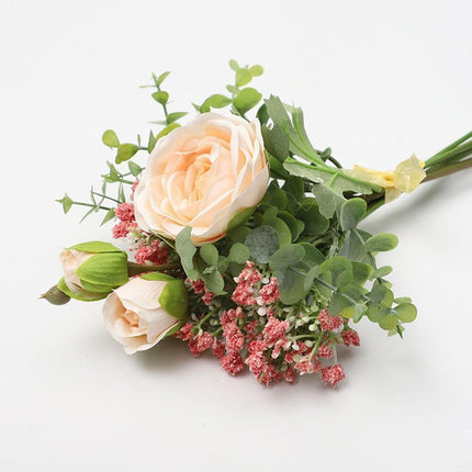 Sophisticated Silk Floral Bouquet with Roses and Baby's Breath for Elegant Decor
