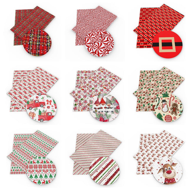 Crimson Holiday Faux Leather Crafting Kit - DIY Festive Fabric Set