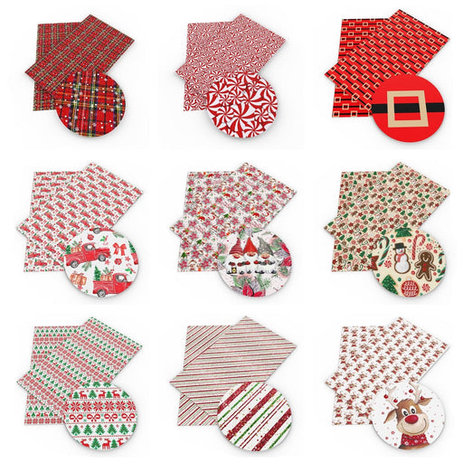 Festive Red Christmas Faux Leather Fabric for Crafting Festive Bows and Bags