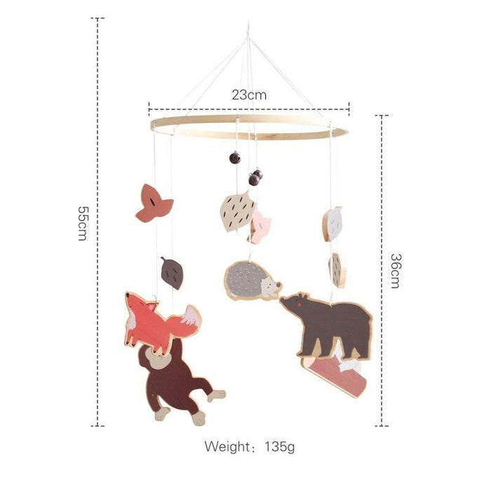 Musical Wooden Baby Crib Mobile Bed Bell Rattle Toy Set - Infant Entertainment & Development