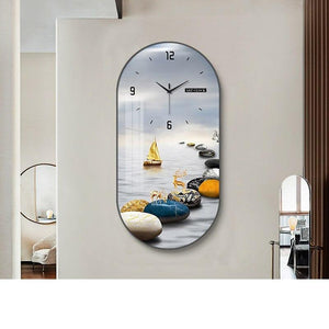 Modern Luxury Wall Clock for Living Room, Fashionable Decorative Painting, Silent Creative Wall Hanging Clock for Home and Restaurant-Home Décor›Decorative Accents›Wall Arts & Decor›Mirrors & Wall Clocks-Très Elite-BG2554-30cm x 60cm-Très Elite