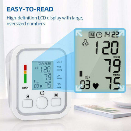 Dual User Digital Blood Pressure Monitor with One-Touch Operation and Memory Storage