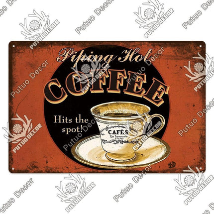 Retro Coffee Metal Sign - Chic Wall Decor for Kitchen, Cafe, or Bar