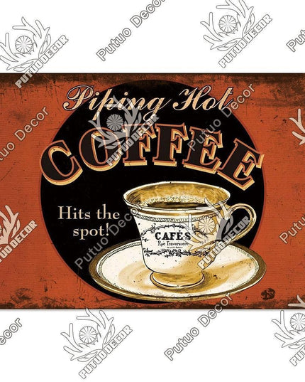 Retro Coffee Metal Sign - Chic Wall Decor for Kitchen, Cafe, or Bar