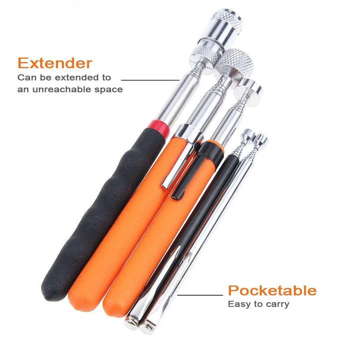 Telescopic Orange Red Magnetic Retrieval Tool with Stainless Steel Antenna