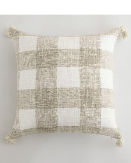Chic Cream White Reversible Tassel Pillow Cover with Stylish Patterns